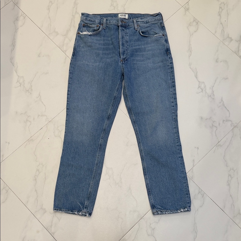 Agolde Riley Long High Rise Straight 29 in Quiver